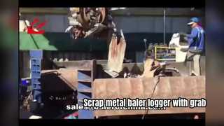 Memperbaiki Scrap Metal Baler Logger dengan feeding grab
